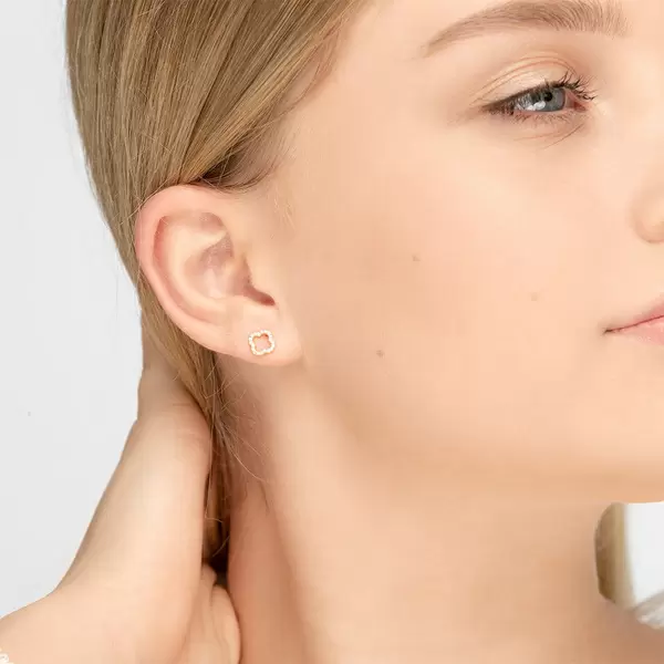 Leaf Jewelry Ohrstecker Clover mit Diamanten, 18 K Gelbgold Speichern exportieren