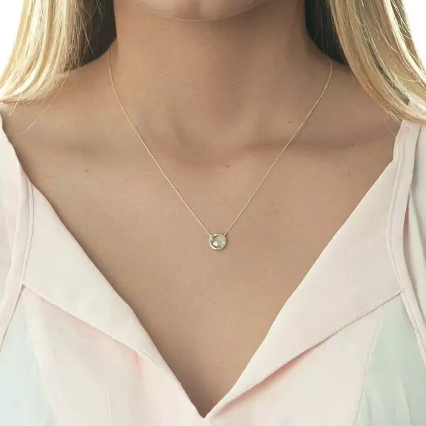 Leaf Jewelry Halskette Grüner Amethyst, 14 K Gelbgold Online Shopping