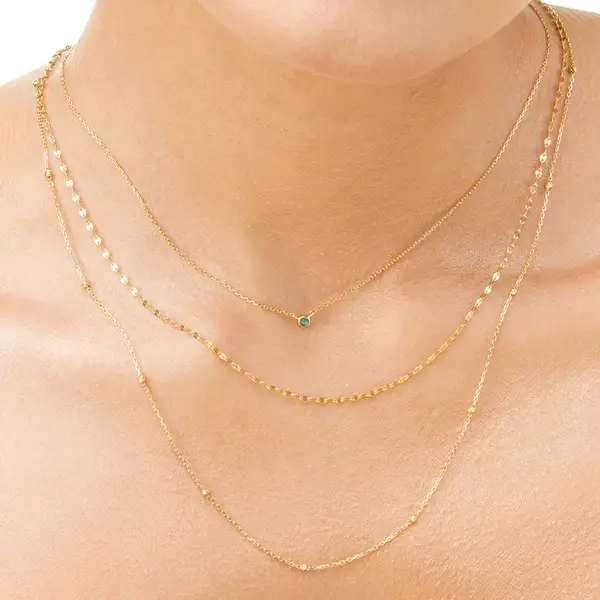 Leaf Jewelry Halskette Smaragd, 14K Weißgold Tiefpreis