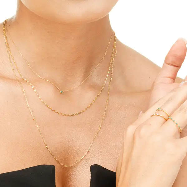 Leaf Jewelry Halskette Smaragd, 14K Weißgold Tiefpreis