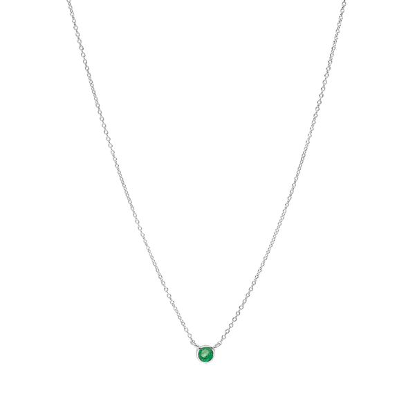 Leaf Jewelry Halskette Smaragd, 14K Weißgold Tiefpreis