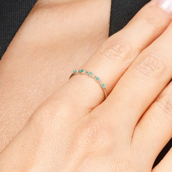 Leaf Jewelry Ring mit 5 Smaragden, 14K Weißgold Super Rabatt