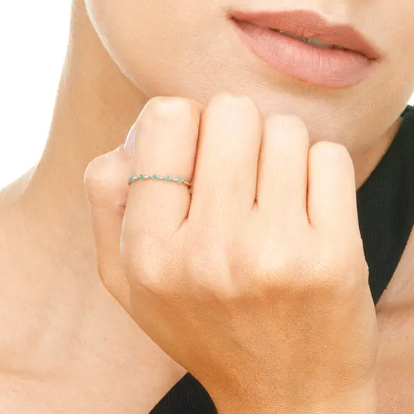 Leaf Jewelry Ring mit 5 Smaragden, 14K Weißgold Super Rabatt