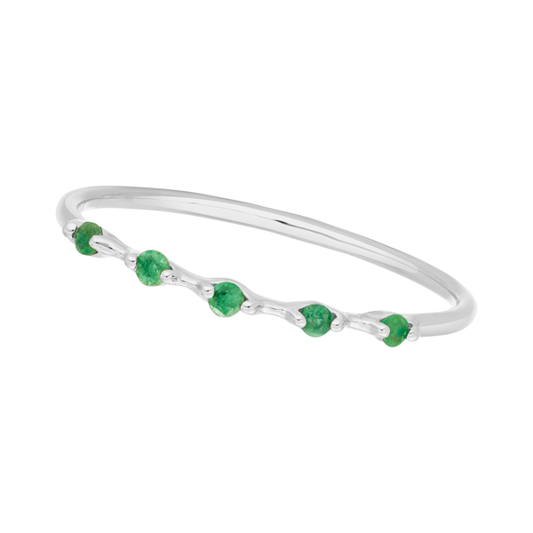 Leaf Jewelry Ring mit 5 Smaragden, 14K Weißgold Super Rabatt