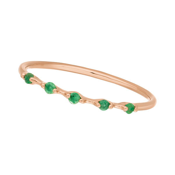 Leaf Jewelry Ring mit 5 Smaragden, 14K Rosegold Riesige Rabatte