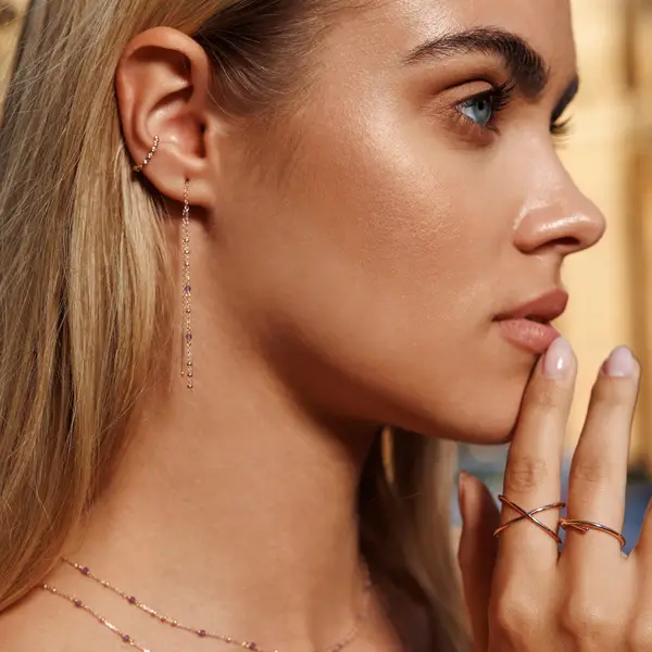 Leaf Jewelry Ohrhänger Flying Gems, Grüner Achat, 18 K Rosegold vergoldet Clearance-Verkauf