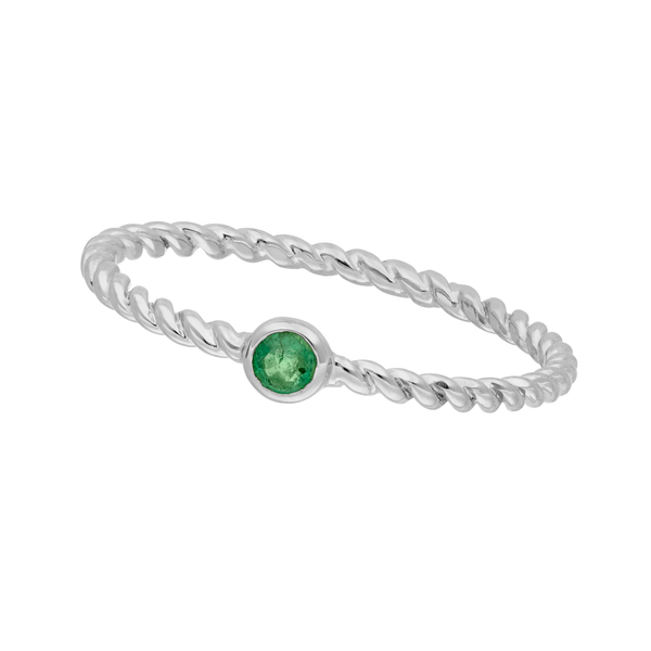 Leaf Jewelry Ring Twist Smaragd, 14K Weißgold Fabrikladen