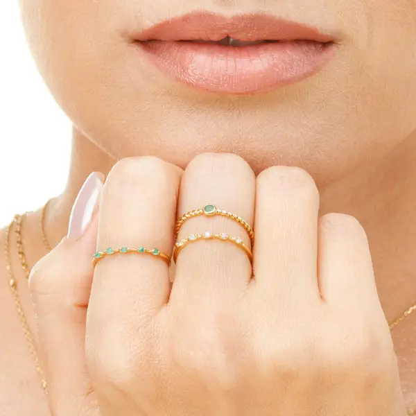 Leaf Jewelry Ring Twist Smaragd, 14K Weißgold Fabrikladen
