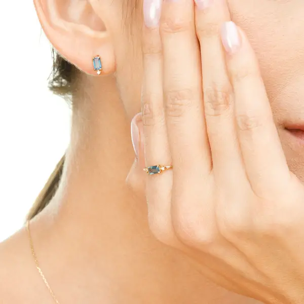 Leaf Jewelry Ohrstecker London Blue Topas, 14K Gelbgold Auslauf