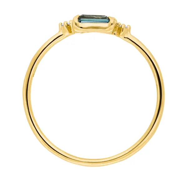 Leaf Jewelry Ring London Blue Topas, 14K Gelbgold Verkauf