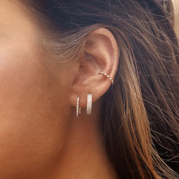 Leaf Jewelry Mini Creole Square mit Zirkonia, 18 K Rosegold vergoldet Günstiger Verkauf