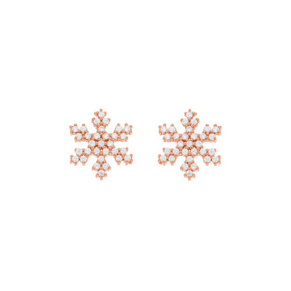 Leaf Jewelry Ohrstecker Snowflake, 18 K Rosegold vergoldet Blitzverkäufe