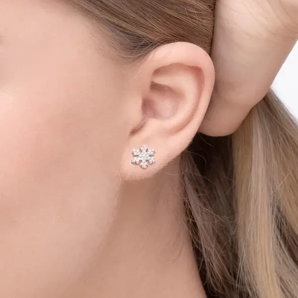 Leaf Jewelry Ohrstecker Snowflake, 18 K Rosegold vergoldet Blitzverkäufe