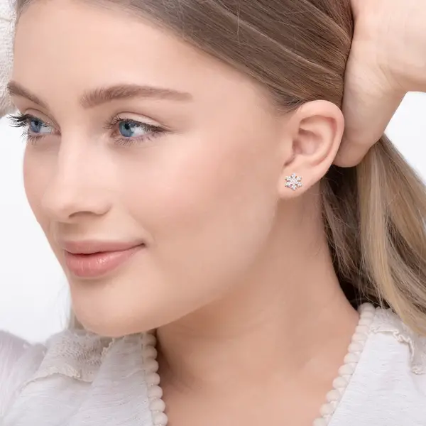 Leaf Jewelry Ohrstecker Snowflake, 18 K Rosegold vergoldet Blitzverkäufe