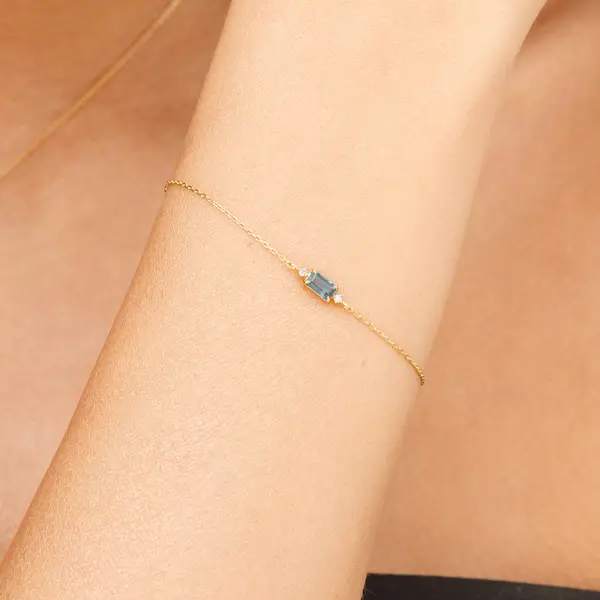 Leaf Jewelry Armkette London Blue Topas, 14K Gelbgold Sonderangebot