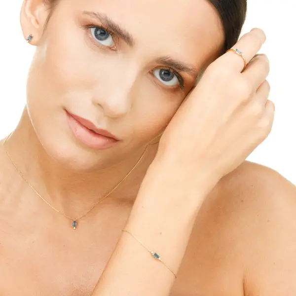 Leaf Jewelry Armkette London Blue Topas, 14K Gelbgold Sonderangebot