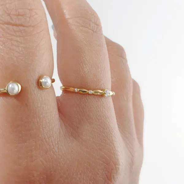 Leaf Jewelry Silber Ring mit Zirkonia, Gelbgold, Gr.52 Rabatt