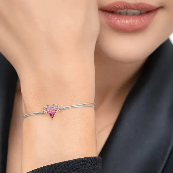 Leaf Jewelry Glücksarmband Pink Valentine, 18 K Gelbgold vergoldet, Fuchsia Versandkostenfrei