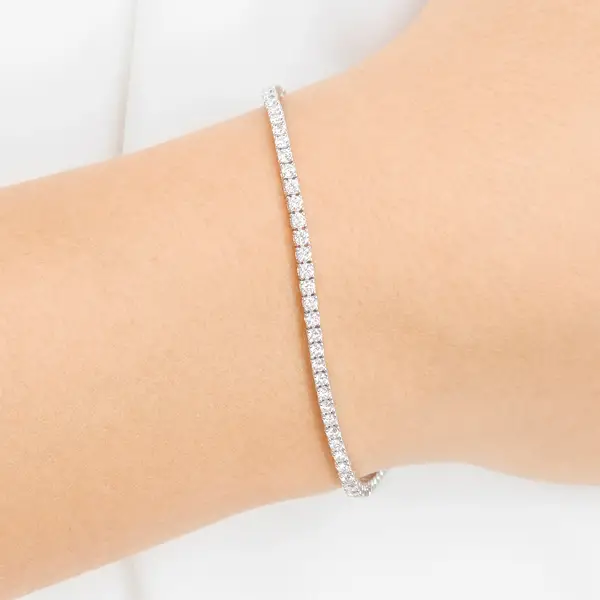 Leaf Jewelry Tennisarmband mit Diamanten, Weißgold, 3.42ct, 17.0cm Großer Ausverkauf