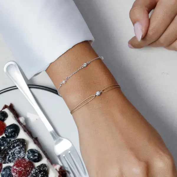 Leaf Jewelry Glücksarmband Pure mit Perle, 925 Sterlingsilber, Beige Flash Sale