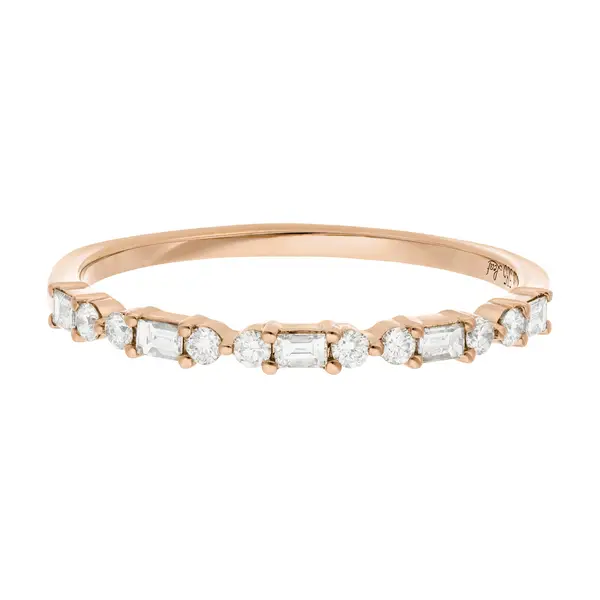 Leaf Jewelry Ring mit Baguette Diamanten, 14K Rosegold Exklusivangebot