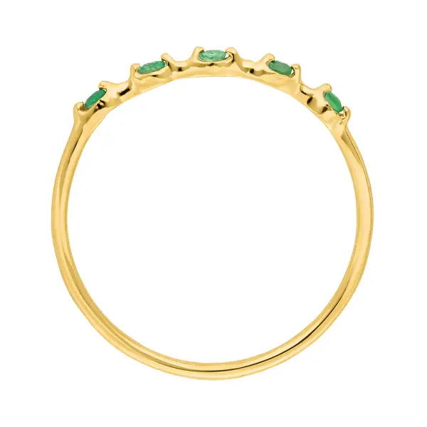 Leaf Jewelry Ring mit 5 Smaragden, 14K Gelbgold Preisnachlass