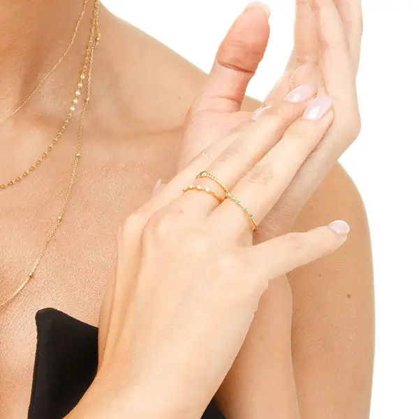 Leaf Jewelry Ring mit 5 Smaragden, 14K Gelbgold Preisnachlass