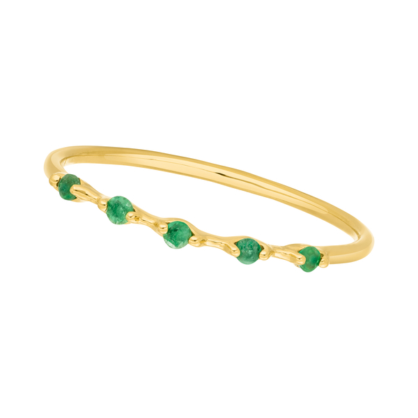 Leaf Jewelry Ring mit 5 Smaragden, 14K Gelbgold Preisnachlass