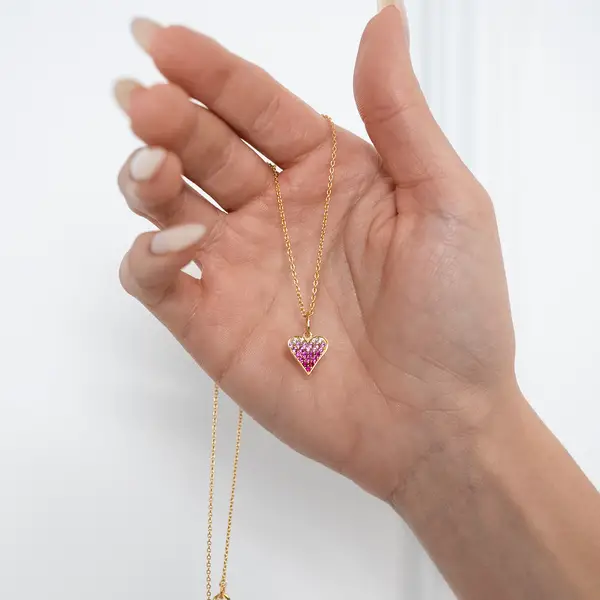 Leaf Jewelry Halskette Pink Valentine, 18 K Gelbgold vergoldet Jubiläumsangebot
