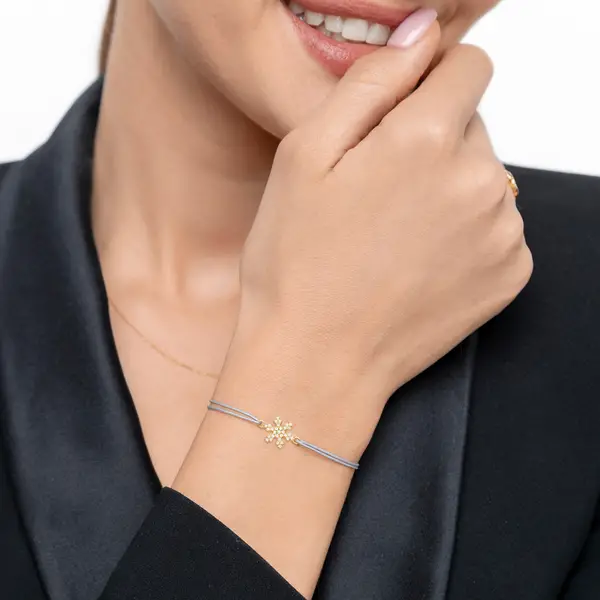 Leaf Jewelry Glücksarmband Snowflake, 18 K Gelbgold vergoldet, Beige Lagerräumung