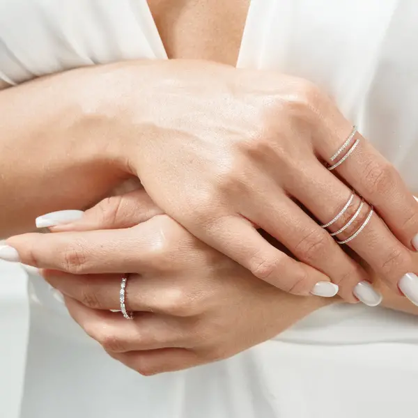 Leaf Jewelry Ring mit Baguette Diamanten, 14K Weißgold Heißer Verkauf