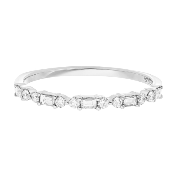 Leaf Jewelry Ring mit Baguette Diamanten, 14K Weißgold Heißer Verkauf