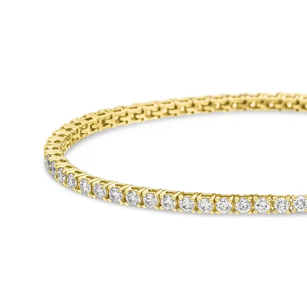 Leaf Jewelry Tennisarmband mit Diamanten, Gelbgold, 3.42ct, 17.0cm Neueste Mode