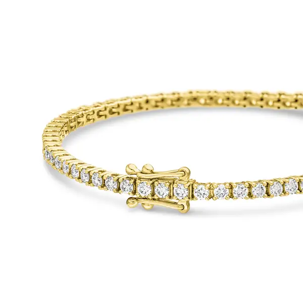 Leaf Jewelry Tennisarmband mit Diamanten, Gelbgold, 3.42ct, 17.0cm Neueste Mode