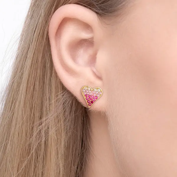Leaf Jewelry Ohrstecker Pink Valentine, 18 K Gelbgold vergoldet Saisonale Angebote