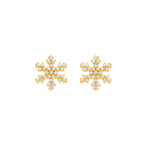 Leaf Jewelry Ohrstecker Snowflake, 18 K Gelbgold vergoldet Kauf eins, bekomm eins gratis