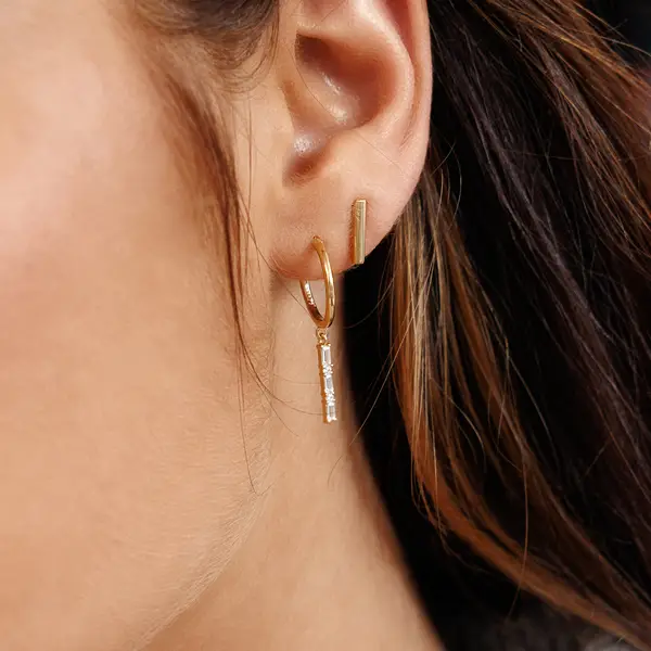 Leaf Jewelry Ohrstecker MINI, Stab, 18 K Gelbgold vergoldet Riesige Ersparnisse
