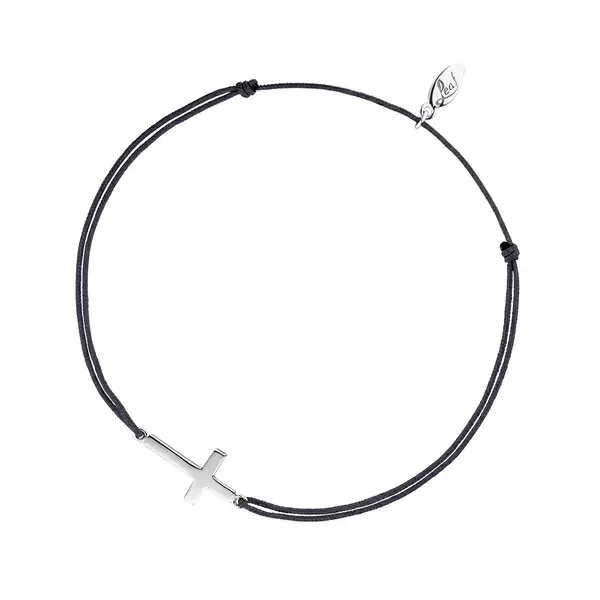 Leaf Jewelry Glücksbändchen Kreuz, 925 Sterlingsilber, Anthrazit Super Sparpreis