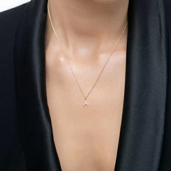 Leaf Jewelry Buchstabenketten, 14 K Gelbgold mit Diamanten Neueste Stile