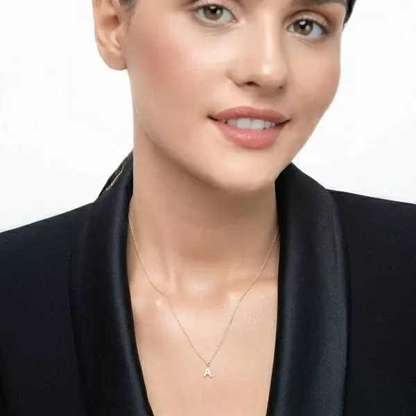 Leaf Jewelry Buchstabenketten, 14 K Gelbgold mit Diamanten Neueste Stile