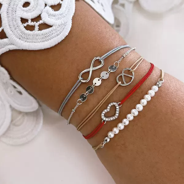 Leaf Jewelry Glücksbändchen "Brezn", 18 K Gelbgold vergoldet, Beige Bis zu 55% Rabatt