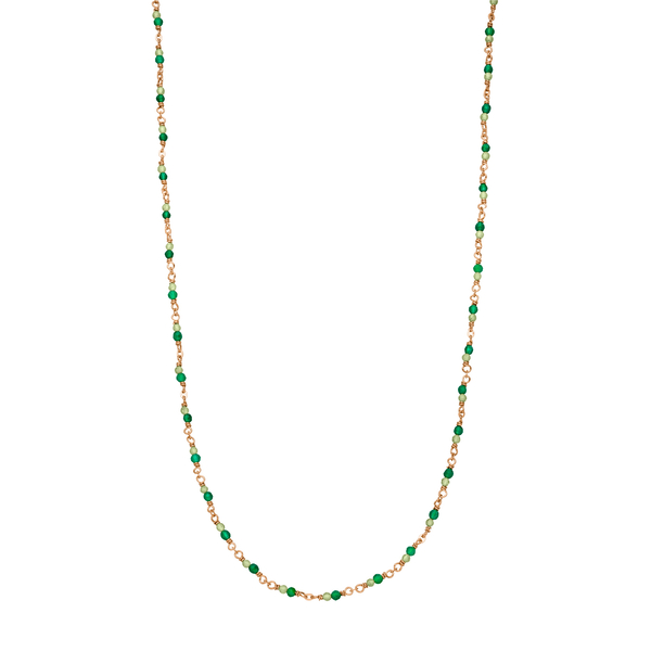 Leaf Jewelry Halskette Grüner Achat, 18 K Rosegold vergoldet 50% Rabatt mit kostenlosem Versand