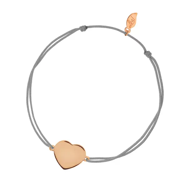 Leaf Jewelry Glücksbändchen Heart-Disc, matt, Roségold vergoldet, grau Online