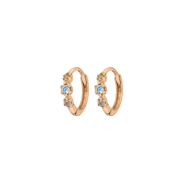Leaf Jewelry Creole Three Gems, Blauer Topas, 18 K Rosegold vergoldet Outlet