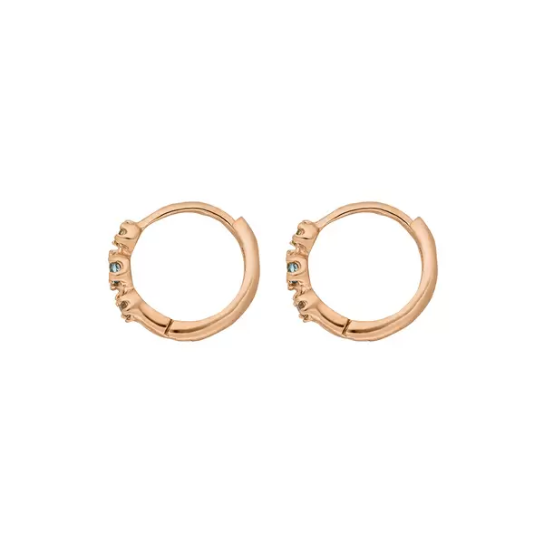 Leaf Jewelry Creole Three Gems, Blauer Topas, 18 K Rosegold vergoldet Outlet