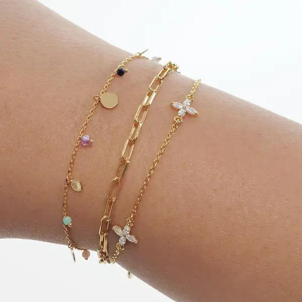 Leaf Jewelry Armkette Leaf Flower Charms, 18 K Gelbgold vergoldet Hotsell