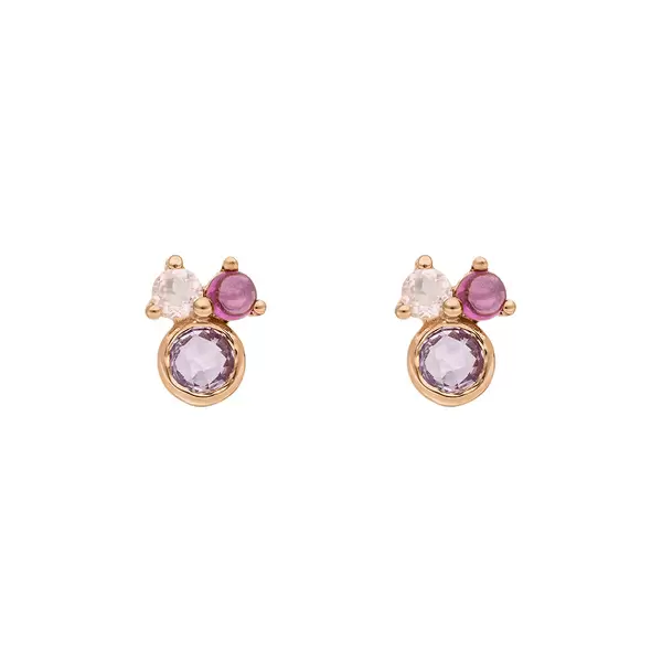 Leaf Jewelry Ohrstecker Three Gems, Amethyst, 18 K Rosegold vergoldet Limitierter Zeitrabatt