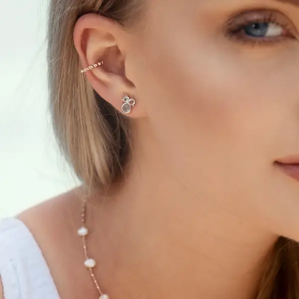 Leaf Jewelry Ohrstecker Three Gems, Amethyst, 18 K Rosegold vergoldet Limitierter Zeitrabatt
