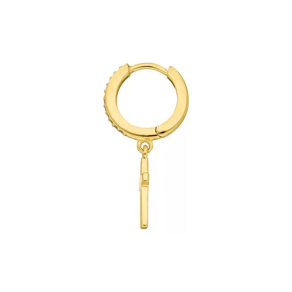 Leaf Jewelry Single Creole CROSS/Zirkonia, 18 K Gelbgold vergoldet Günstig kaufen