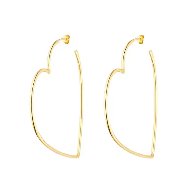 Leaf Jewelry Creole Herz, 60mm, 18K Gelbgold vergoldet Tägliche Deals